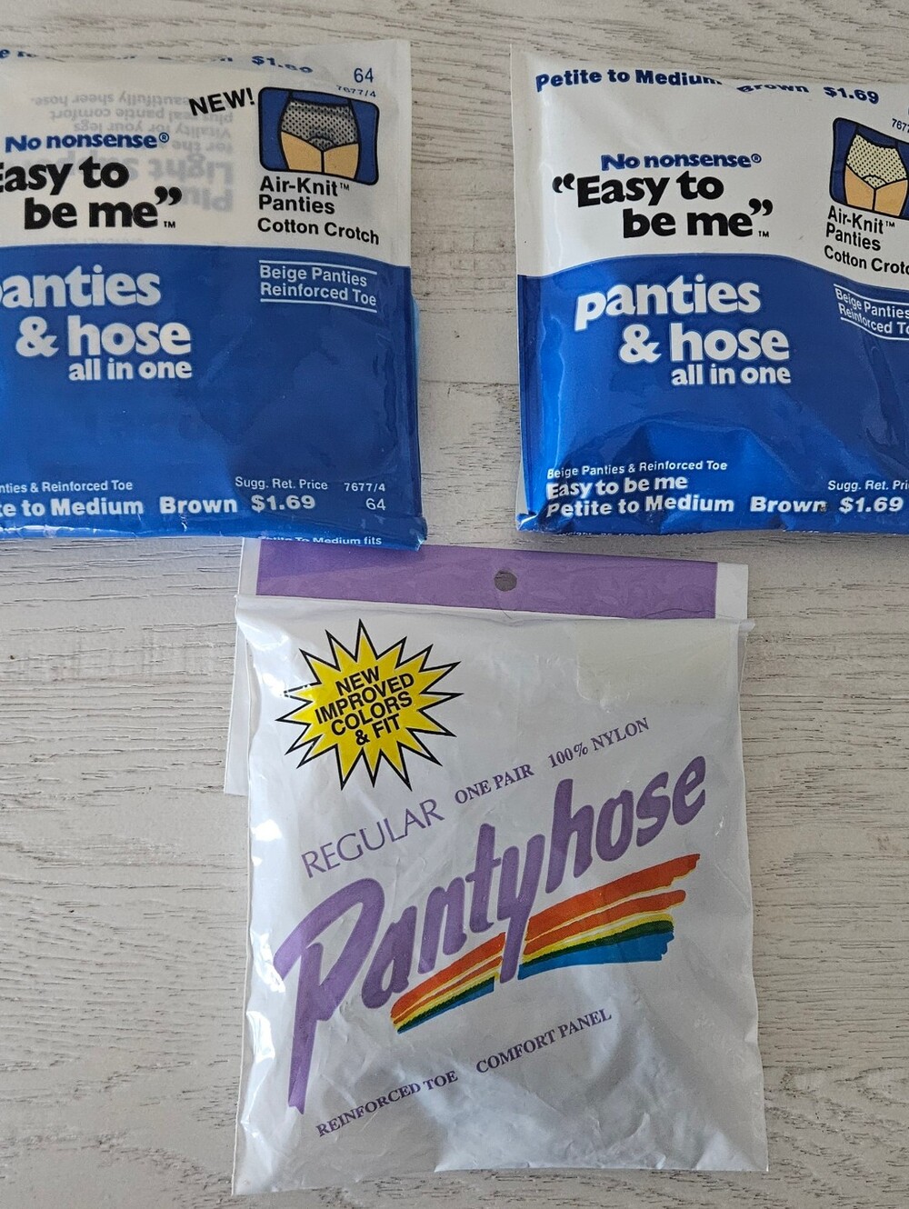 Vtg Beige Hosery/Stockings Kmart & No Nonsense Lot Of 3 NOS Petite To Medium
